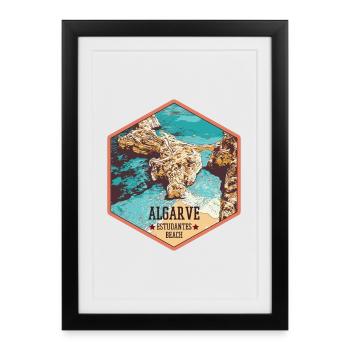 Estudantes beach near Lagos, Algarve - Framed poster (27 × 37 cm) - black - Front