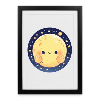 La Lune qui sourit - Affiche encadrée (27 × 37 cm) - noir - Devant