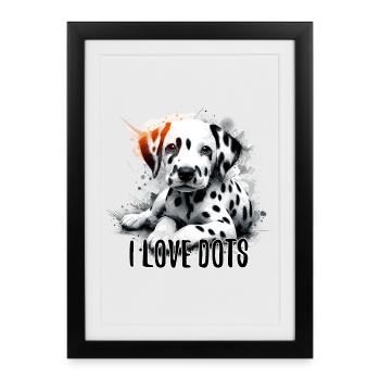 Chiot dalmatien j’aime les pois chien cadeau - Affiche encadrée (27 × 37 cm) - noir - Devant