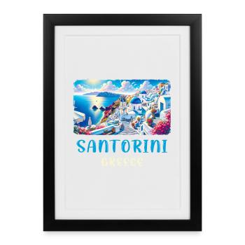 Excursions de vacances en mer à Santorin en Grèce - Affiche encadrée (27 × 37 cm) - noir - Devant
