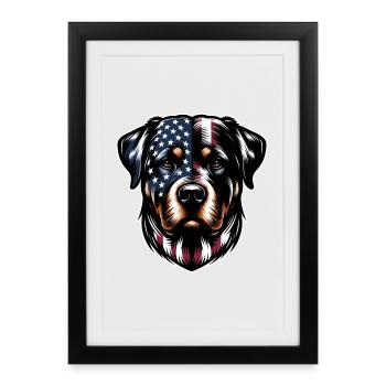Design de chien Rottweiler USA - Affiche encadrée (27 × 37 cm) - noir - Devant