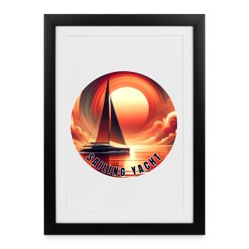 Sonnenuntergang Segeln - Gerahmtes Poster (27 × 37 cm) - Schwarz - Vorne