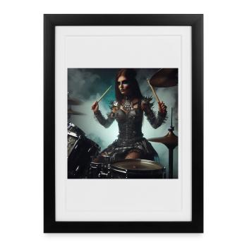 Female Drummer - Framed poster (27 × 37 cm) - black - Front