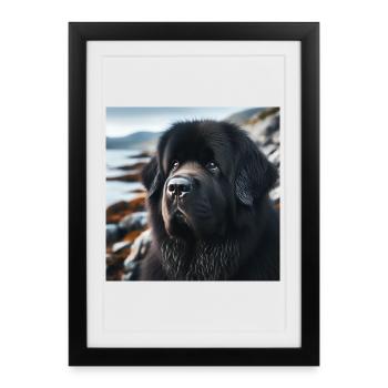La gentillesse a fait un chien : le Terre-Neuve - Affiche encadrée (27 × 37 cm) - noir - Devant