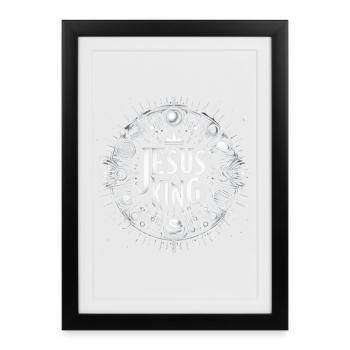Jesus is King Circle Design - Framed poster (27 × 37 cm) - black - Front