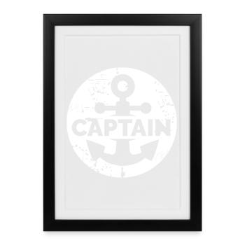 Capitaine Logo Ancien Utilisation Symbole Armoiries - Affiche encadrée (27 × 37 cm) - noir - Devant