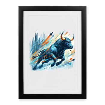 Finance Stocks Taurus Bull Wall Street Gift - Framed poster (27 × 37 cm) - black - Front