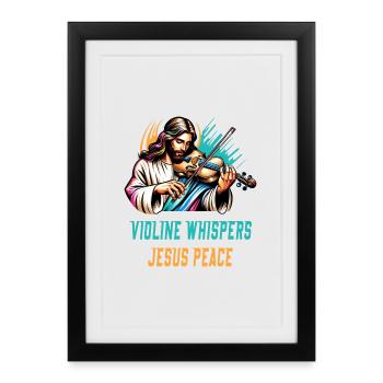 Violin whispers Jesus peace design - Framed poster (27 × 37 cm) - black - Front