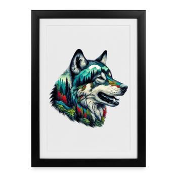 Loup - Affiche encadrée (27 × 37 cm) - noir - Devant