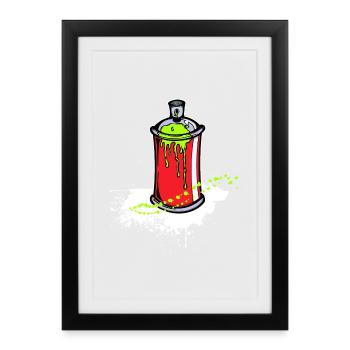Art Street Art Pulvérisateur Graffiti Bombe Aérosol - Affiche encadrée (27 × 37 cm) - noir - Devant