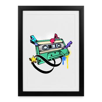 Funky Graffiti Street Art dessin Illustration - Affiche encadrée (27 × 37 cm) - noir - Devant