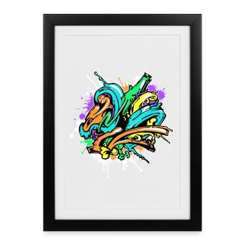 Art Graffiti Street Art Wildstyle pulvérisateur - Affiche encadrée (27 × 37 cm) - noir - Devant