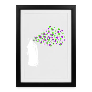Graffiti Pulvérisateur Bombe Aérosol Art Street Art - Affiche encadrée (27 × 37 cm) - noir - Devant