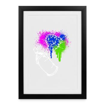 Graffiti Spray Can Art Street Art Pulvérisateur - Affiche encadrée (27 × 37 cm) - noir - Devant