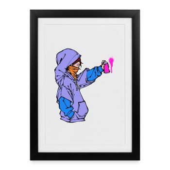 Pulvérisateur Art Bombe Aérosol Graffiti Croquis Street Art - Affiche encadrée (27 × 37 cm) - noir - Devant