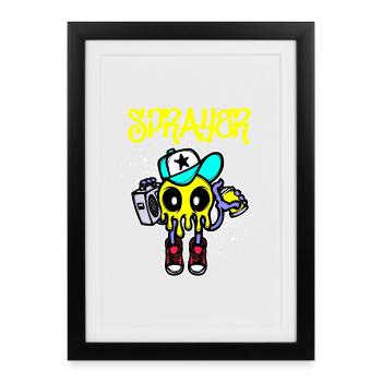 Illustration de pulvérisateur de graffiti Street Art de bombe aérosol - Affiche encadrée (27 × 37 cm) - noir - Devant