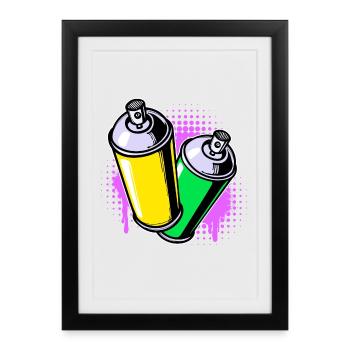 Pulvérisateur Bombe Aérosol Street Art Graffiti Art - Affiche encadrée (27 × 37 cm) - noir - Devant