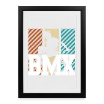BMX Jump Neon Panneaux - Affiche encadrée (27 × 37 cm) - noir - Devant