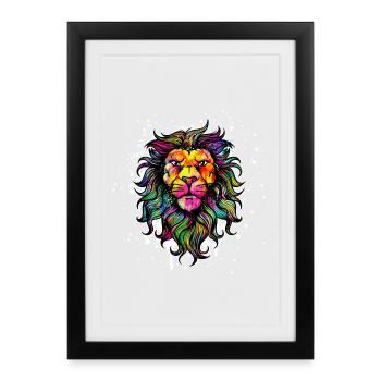 Dessin Illustration Wildstyle Graffiti Lion - Affiche encadrée (27 × 37 cm) - noir - Devant