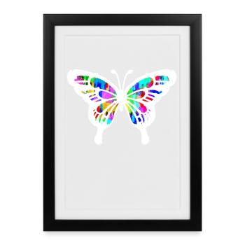 Butterfly Street Art Graffiti Street Art - Framed poster (27 × 37 cm) - black - Front