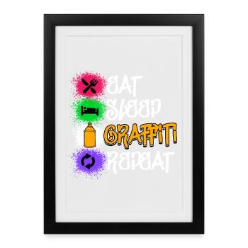 Dessin Illustration Graffiti Pulvérisateur Street Art - Affiche encadrée (27 × 37 cm) - noir - Devant