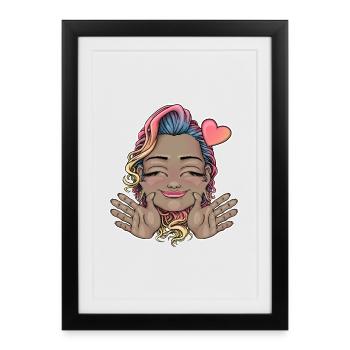 Lunatique arc-en-ciel cheveux étreinte design - Affiche encadrée (27 × 37 cm) - noir - Devant