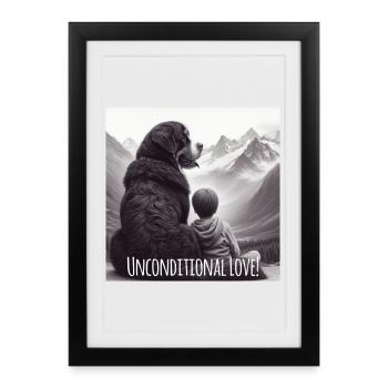 Berner Sennenhund - Gerahmtes Poster (27 × 37 cm) - Schwarz - Vorne