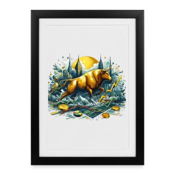 Finance Stocks Taurus Gold Wall Street Gift - Framed poster (27 × 37 cm) - black - Front