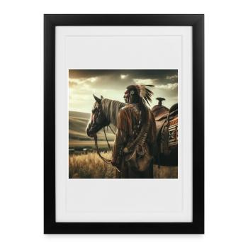 Amérindien - Affiche encadrée (27 × 37 cm) - noir - Devant