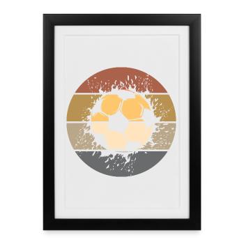 Fußball retro Ball Fußballfan Spieler Ballsport - Gerahmtes Poster (27 × 37 cm) - Schwarz - Vorne