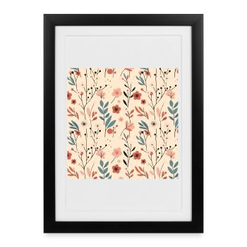 Floral Floral Pattern Spring Summer Flowers 2 - Framed poster (27 × 37 cm) - black - Front