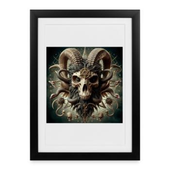 Male Goat Skull 3D - Framed poster (27 × 37 cm) - black - Front