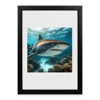 Tiger shark - Framed poster (27 × 37 cm) - black - Front