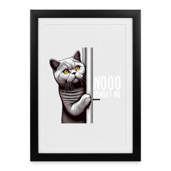 Non, je n’étais pas BKH Blue Cat cadeau - Affiche encadrée (27 × 37 cm) - noir - Devant