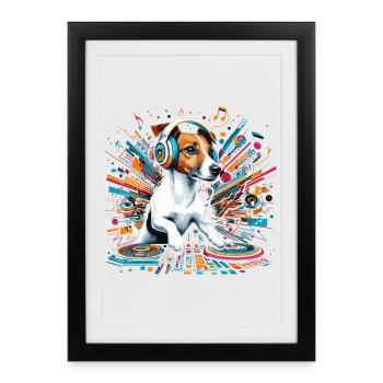 Jack Russell Terrier DJ Music Gift - Framed poster (27 × 37 cm) - black - Front