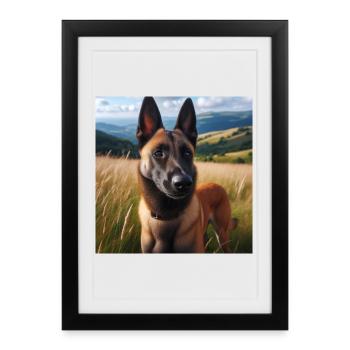 Malinois belge - Affiche encadrée (27 × 37 cm) - noir - Devant