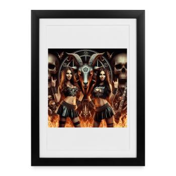 Happy metalheads in hell - Framed poster (27 × 37 cm) - black - Front