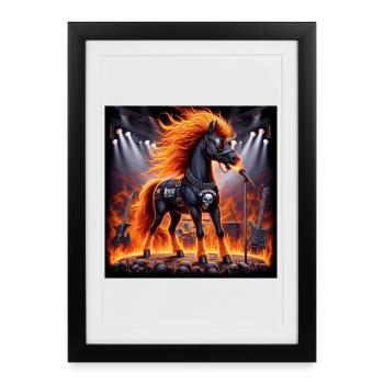Cheval en métal - Affiche encadrée (27 × 37 cm) - noir - Devant