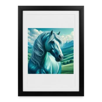 Blue Horse - Framed poster (27 × 37 cm) - black - Front