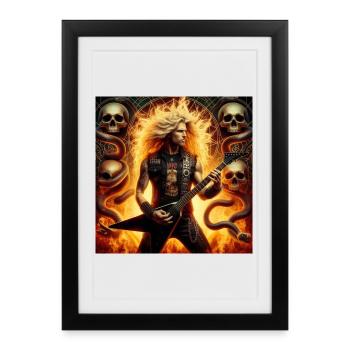 Guitariste de métal dans le monde souterrain - Affiche encadrée (27 × 37 cm) - noir - Devant