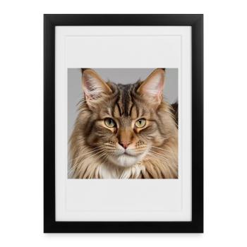 Maine coon, le grand félin - Affiche encadrée (27 × 37 cm) - noir - Devant