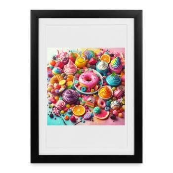 Des bonbons et des couleurs vibrantes - Affiche encadrée (27 × 37 cm) - noir - Devant