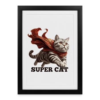 Super Cat British Shorthair BKH Tabby - Framed poster (27 × 37 cm) - black - Front