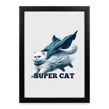 Super Cat Persian White Persian Cat Gift - Framed poster (27 × 37 cm) - black - Front