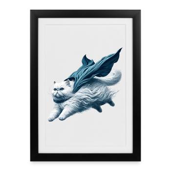 Super Cat Persian White Persian Cat Gift - Framed poster (27 × 37 cm) - black - Front