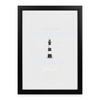 Zeeland Netherlands Nieuwe Sluit Lighthouse - Framed poster (27 × 37 cm) - black - Front