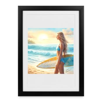 Girl Action Surf Point Break 2 - Framed poster (27 × 37 cm) - black - Front