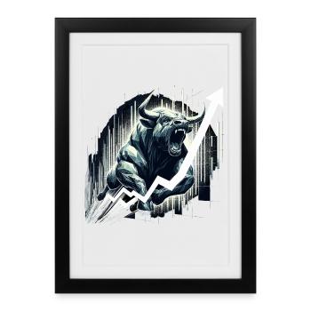 Taurus Bull Stocks Geometry Wall Street Gift - Framed poster (27 × 37 cm) - black - Front