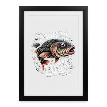 Fish me luck fishing gift - Framed poster (27 × 37 cm) - black - Front