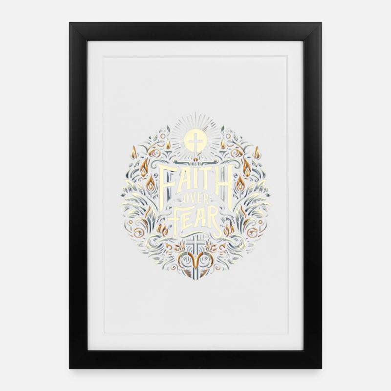 Glaube über Angst Ornament - Gerahmtes Poster (27 × 37 cm) - Schwarz